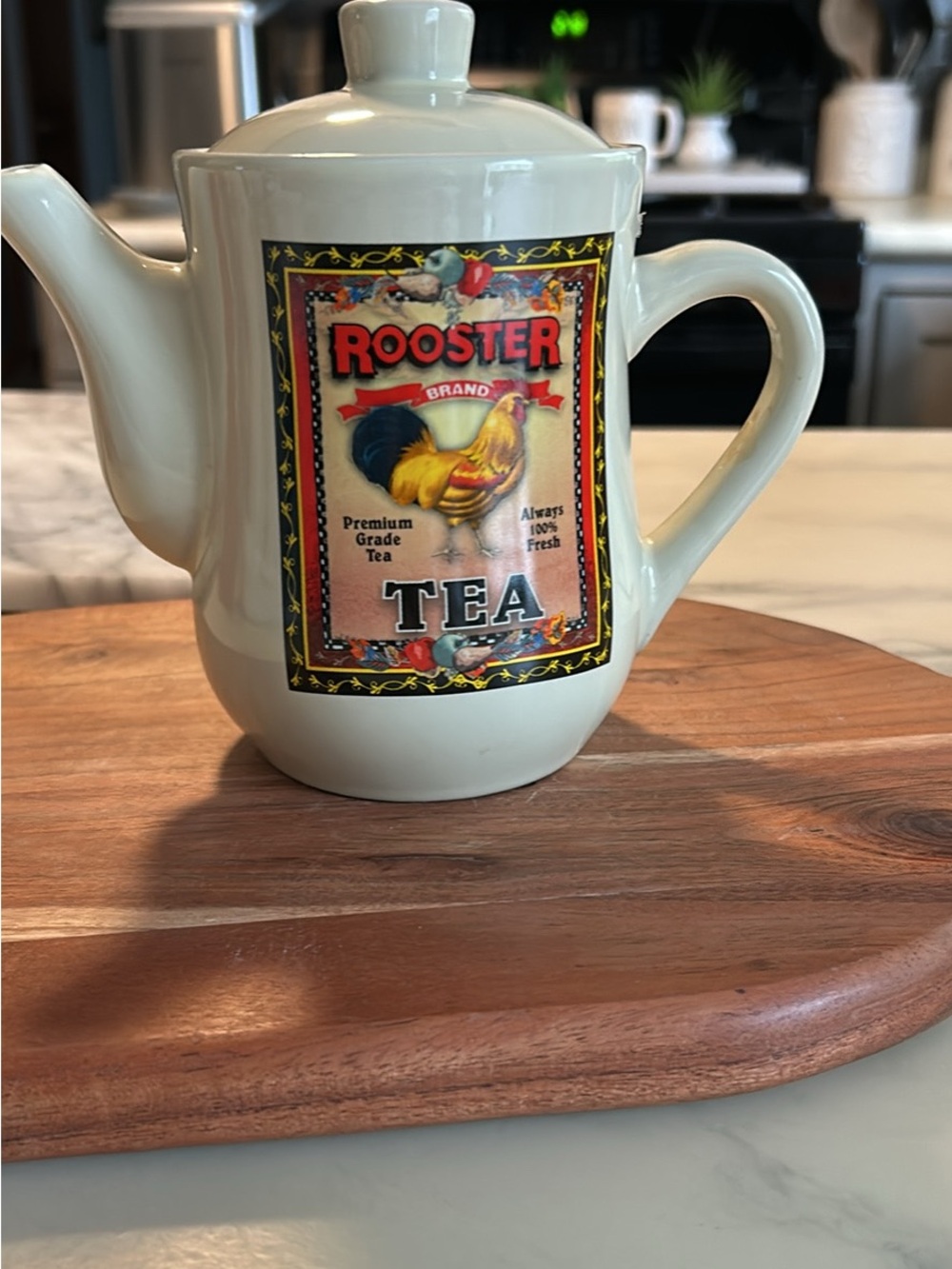 Vintage Bay Island Rooster Brand Tea Pot - Cream Color 7” H